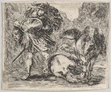 Perseus and Medusa, from Game of Mythology (Jeu de la Mythologie), 1644. Creator: Stefano della Bella