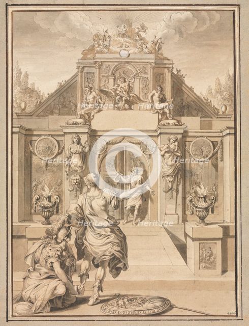 Perseus and Minerva before a Temple, first third 18th century?. Creator: Jan Goeree (Dutch, 1670-1731).