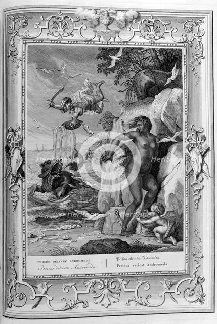 Perseus delivers Andromeda from the sea monster, 1733.  Artist: Bernard Picart