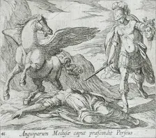 Perseus Killing Medusa, published 1606. Creators: Antonio Tempesta, Wilhelm Janson