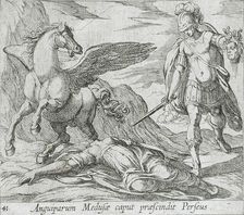 Perseus Killing Medusa, published 1606. Creators: Antonio Tempesta, Wilhelm Janson