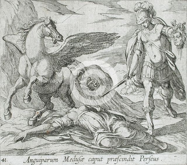 Perseus Killing Medusa, published 1606. Creators: Antonio Tempesta, Wilhelm Janson.