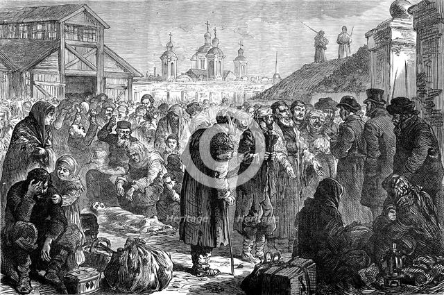 Persecution of the Jews in Russia: scene inside the arsenal at Kiev, 1881. Creator: Unknown.