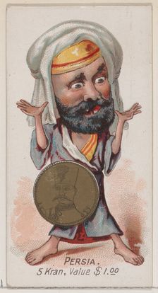 Persia, 5 Kran, from the series Coins of All Nations (N72, variation 2) for Duke brand cig..., 1889. Creator: Unknown