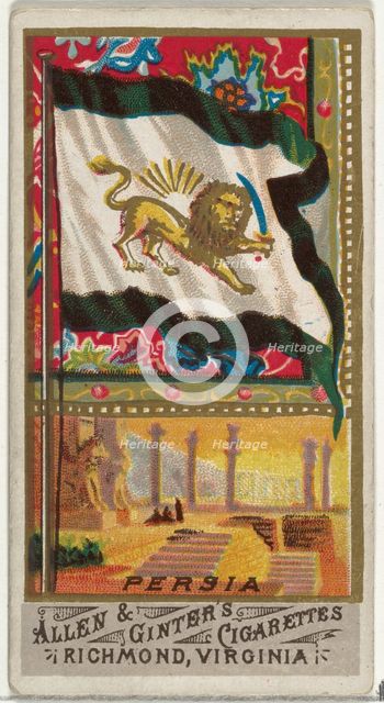 Persia, from Flags of All Nations, Series 1 (N9) for Allen & Ginter Cigarettes Brands, 1887. Creator: Allen & Ginter.