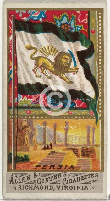 Persia, from Flags of All Nations, Series 1 (N9) for Allen & Ginter Cigarettes Brands, 1887. Creator: Allen & Ginter.