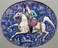 Persian tile depicting a horseman, 19th century