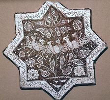 Persian tile with gazelles and an inscription from the Quran, 13th century