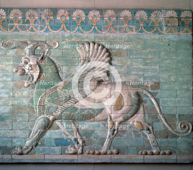 Persian enamelled brick Griffon, 6th century BC. Artist: Unknown