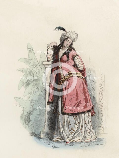 Persian Lady, in the modern age, color engraving 1870.