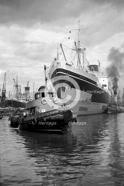 'Persic' being guided up Woolwich Reach, London, c1945-c1965. Artist: SW Rawlings