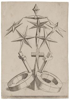 Perspective of Seven Stars Balanced on Three Crosses, 1567. Creator: Zündt, Mathis (1498-1572/81)