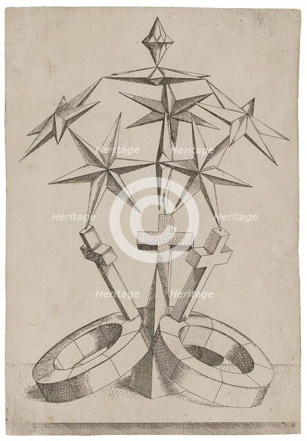 Perspective of Seven Stars Balanced on Three Crosses, 1567. Creator: Zündt, Mathis (1498-1572/81).