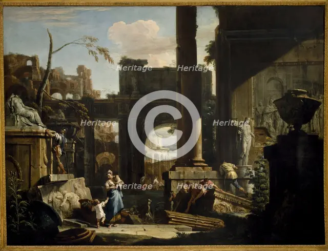 Perspective of ruins with figures, 1720s. Creator: Ricci, Sebastiano (1659-1734).