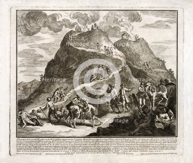 Perspective of the second eruption of Vesuvius, 1750. 