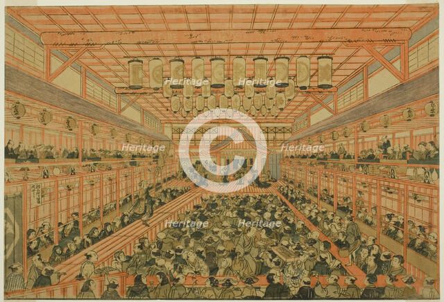 Perspective Picture of a Kabuki Theater (Uki-e Kabuki shibai no zu), c. 1776. Creator: Utagawa Toyoharu.