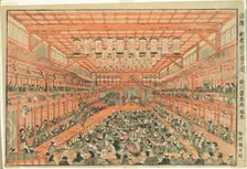 Perspective Picture of a Kabuki Theater (Uki-e Kabuki shibai no zu), c. 1776. Creator: Utagawa Toyoharu