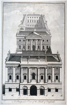 Perspective view of the Bank of England, City of London, c1750. Artist: Benjamin Cole