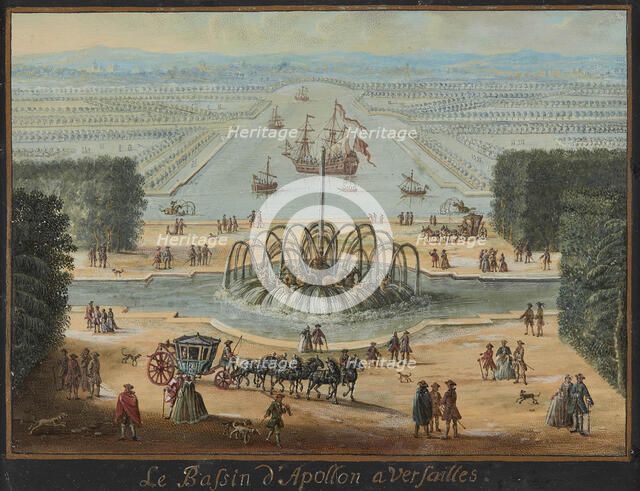 Perspective view of the Fountain of Apollo and the Grand Canal in Versailles, c1700-1719. Creator: Anonymous.