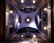 Perspective view of the lantern in the main hall of the Güell Palace, 1886-1890, designed by Anto…