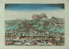 Perspective view of the Siege and Bombardment of the City of Lyon in October 1793, c. 1793. Creator: Anonymous
