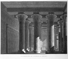 Perspective view of the portico interior, Esna (Latopolis), Egypt, 1822. Artist: Sellier