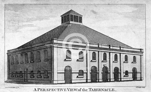 Perspective view of Whitefield's Tabernacle, Moorfields, London, 1772. Artist: J Lodge