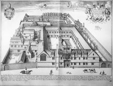Perspective view of Corpus Christi College, Oxford, Oxfordshire, c1860-c1922. Artist: David Loggan