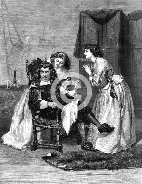 "Persuading Papa", by J. Pettie, A.R.A., in the Exhibition at the Gallery, 7, Haymarket, 1869. Creator: Unknown.