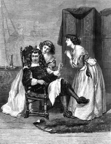 "Persuading Papa", by J. Pettie, A.R.A., in the Exhibition at the Gallery, 7, Haymarket, 1869. Creator: Unknown