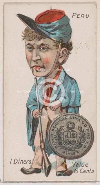 Peru, 1 Dinero, from the series Coins of All Nations (N72, variation 1) for Duke brand cig..., 1889. Creator: Unknown.