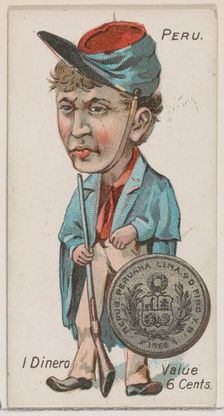 Peru, 1 Dinero, from the series Coins of All Nations (N72, variation 1) for Duke brand cig..., 1889. Creator: Unknown