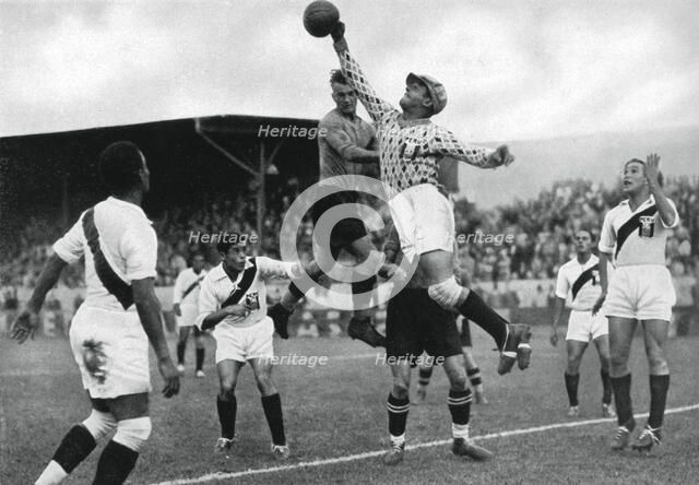 Peru's Olympic football team in action, Berlin Olympics, 1936. Artist: Unknown