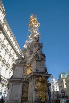 Pestsaule, or column to ward off plague, in the centre of the city, Am Graben, Vienna, Austria, 2022 Creator: Ethel Davies