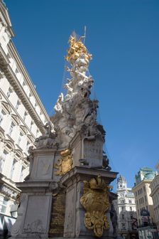 Pestsaule, or column to ward off plague, in the centre of the city, Am Graben, Vienna, Austria, 2022 Creator: Ethel Davies