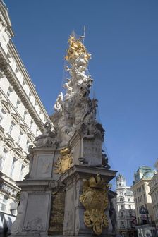 Pestsaule, or column to ward off plague, in the centre of the city, Am Graben, Vienna, Austria, 2022 Creator: Ethel Davies