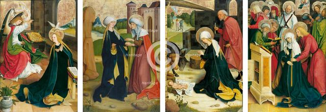 Pfullendorf Altarpiece: Annunciation, Visitation, Nativity, Death of the Virgin, c1497-1503. Creator: Master of the Pfullendorf Altar.