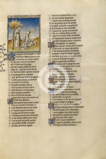 Phyllis Hanging Herself from a Tree and Medea Killing her Children; Roman de la Rose, about 1405. Creator: Unknown.