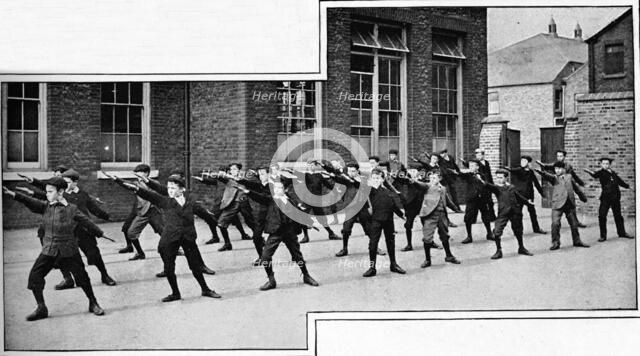 Physical drill at a London school, c1900 (1901). Artist: Unknown.