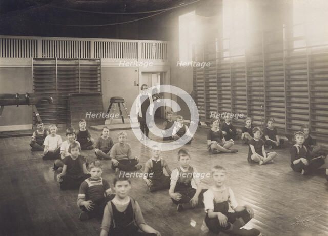 Physical education class at school, Sweden, 1927. Artist: Otto Ohm