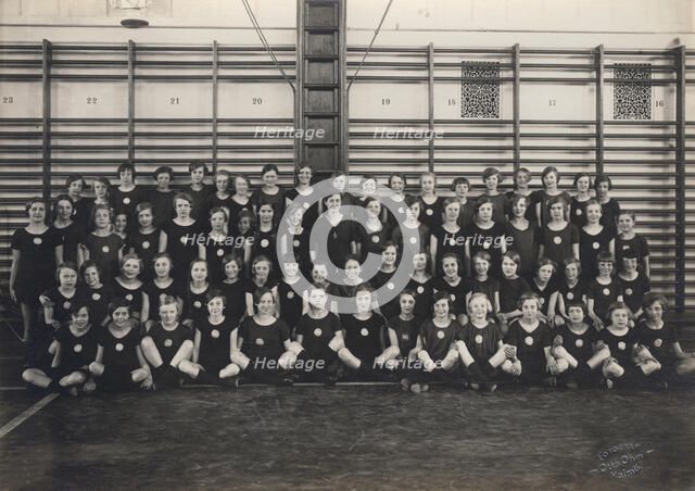 Physical education class at school, Sweden, 1927. Artist: Otto Ohm