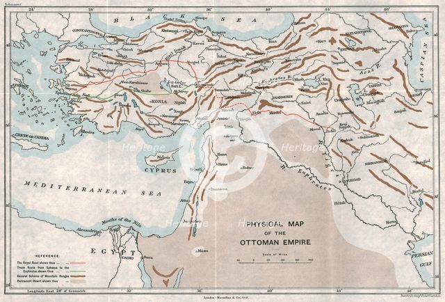 'Physical Map of the Ottoman Empire', c1915. Creator: Unknown.