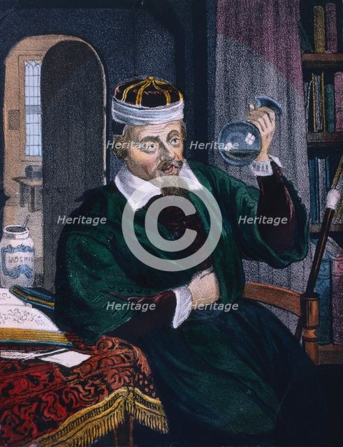 Physician examining a specimen of patient's urine, c.1600 (19th century). Creator: Unknown.