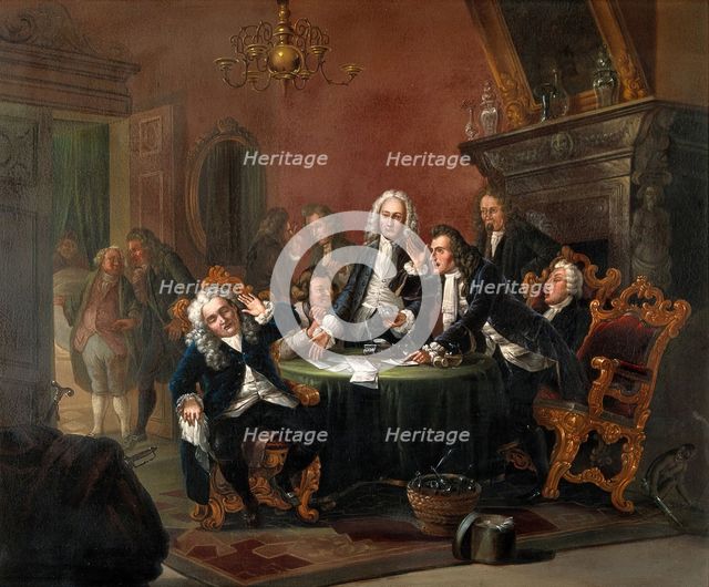 Physicians disputing while the patient suffers, c1850s. Creator: Johann Geyer.