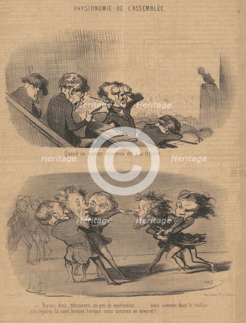 Physionomie de l'Assemblée, 1850.  Creator: Honore Daumier.