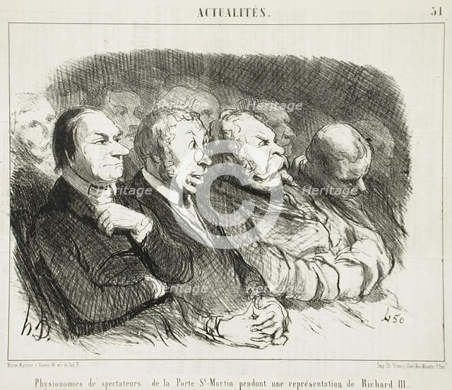 Physionomies de spectateurs de la Porte St-Martin..., 1852. Creator: Honore Daumier.
