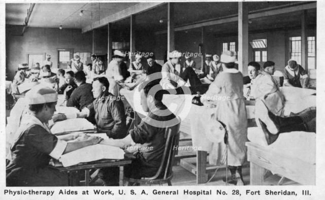 Physiotherapy aides at work, USA General Hospital No 28, Fort Sheridan, Illinois, USA, 1940. Artist: Unknown
