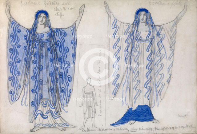 Phaedra. Costume design for the drama Phaedra (Phèdre) by Jean Racine, ca 1923. Artist: Bakst, Léon (1866-1924)