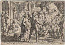 Phaeton Asking for the Chariot, 1590. Creator: Goltzius, Workshop of Hendrick, after Hendrick Gol