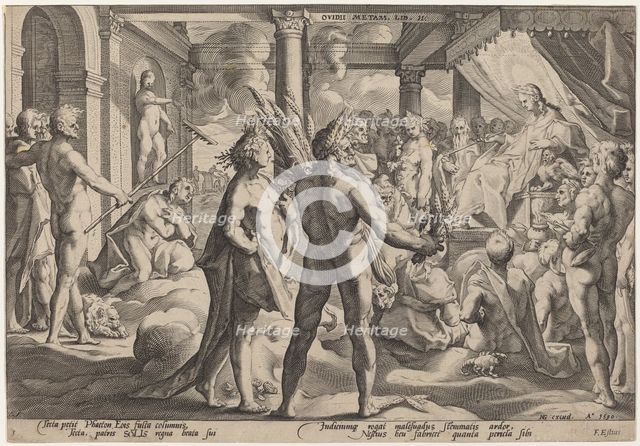 Phaeton Asking for the Chariot, 1590. Creator: Goltzius, Workshop of Hendrick, after Hendrick Gol.